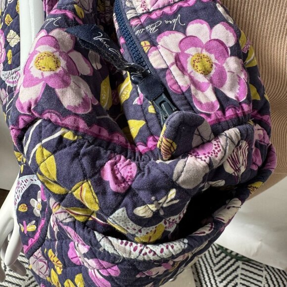 Vera Bradley Large Floral Quilted Shoulder Bag With Zipper & Double Straps - Picture 9 of 16